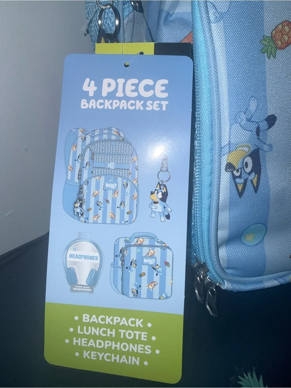 Bluey Kids Backpack with Matching Light Blue Headphones